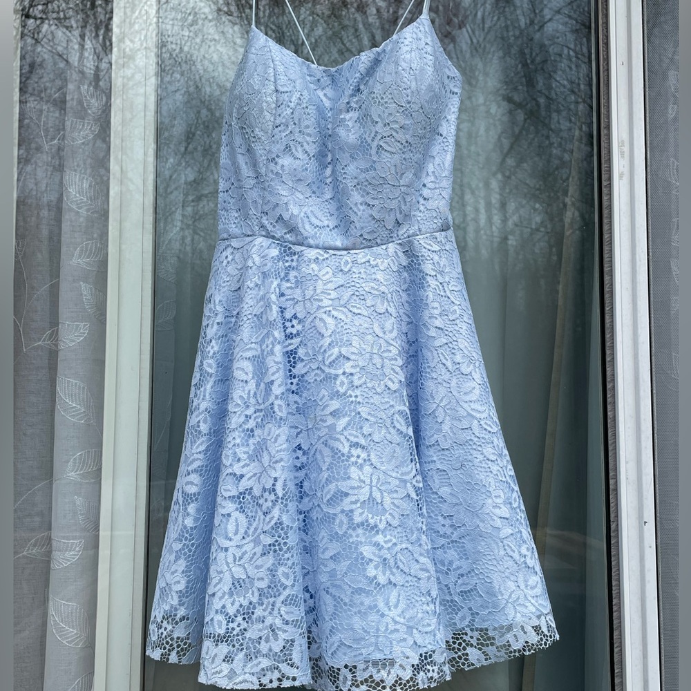 Light Blue Lace Homecoming Dress